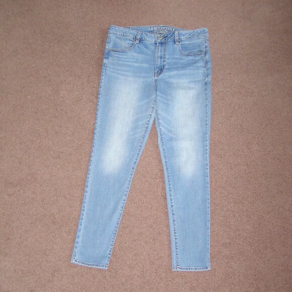 👖 size 12 American Eagle High Rise Skinny Jeans Women's blue Jeggings - Picture 2 of 13